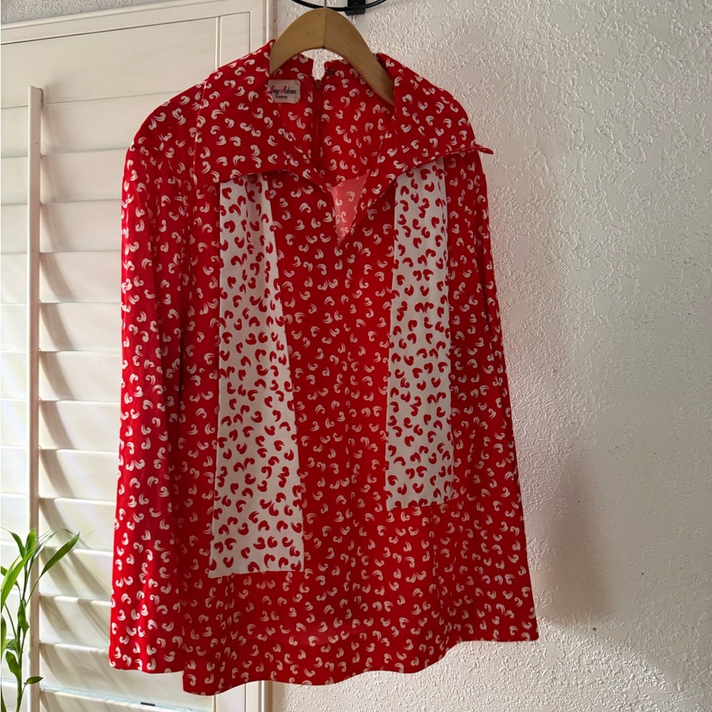 Vibrant Red Patterned Women's Blouse